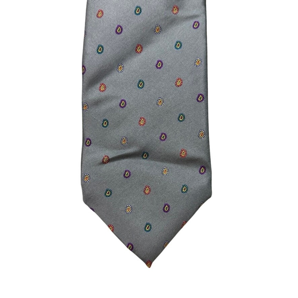 Colours by Alexander Julian Mens Silk Tie Grey Multicolor Mini Paisley Pattern